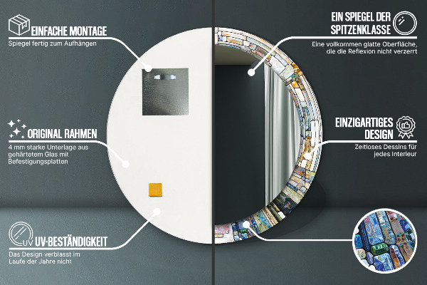 Round decorative mirror Abstract stained glass window