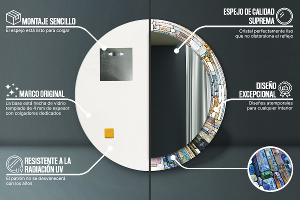 Round decorative mirror Abstract stained glass window