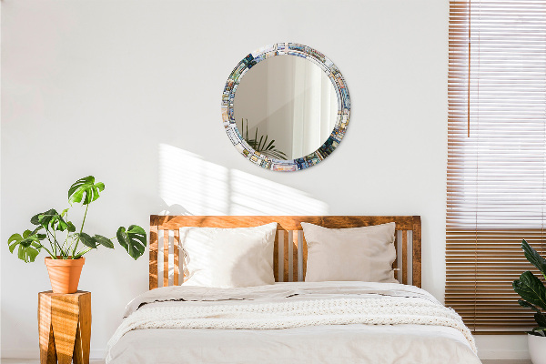 Round decorative mirror Abstract stained glass window