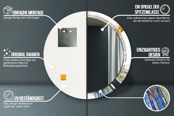 Round decorative mirror Abstract stained glass window