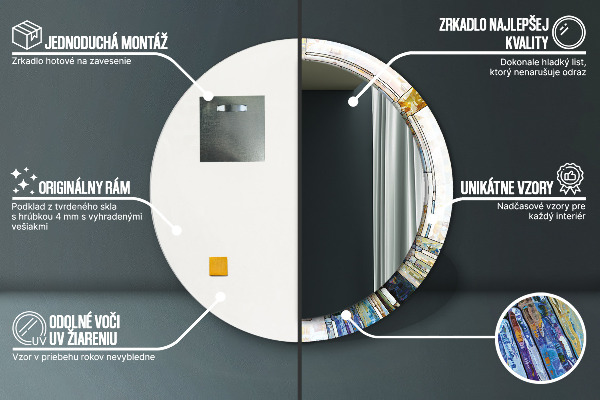 Round decorative mirror Abstract stained glass window