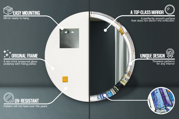 Round decorative mirror Abstract stained glass window