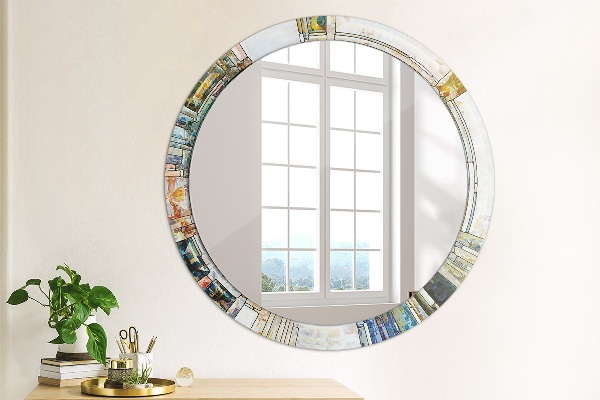 Round decorative mirror Abstract stained glass window