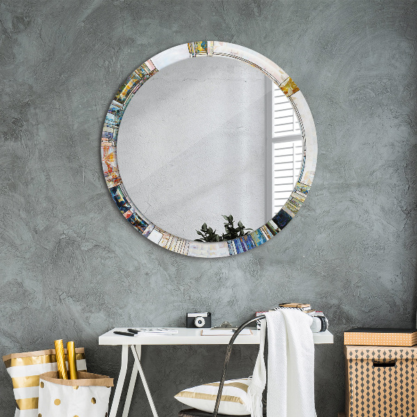 Round decorative mirror Abstract stained glass window