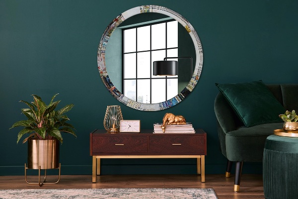 Round decorative mirror Abstract stained glass window