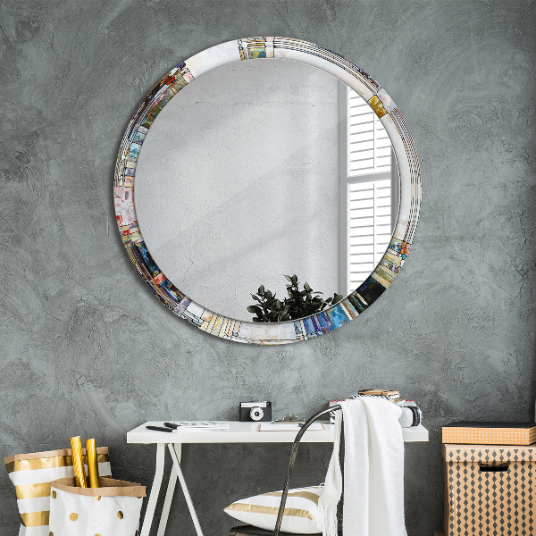 Round decorative mirror Abstract stained glass window