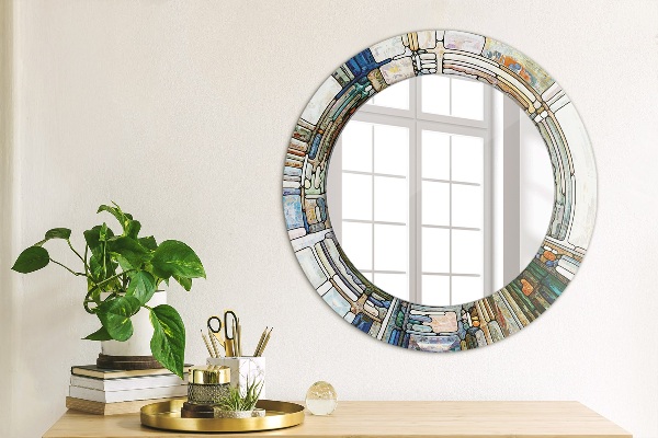 Round decorative mirror Abstract stained glass window