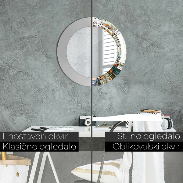 Round decorative mirror Abstract stained glass window