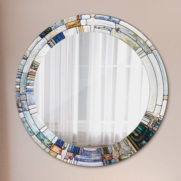 Round decorative mirror Abstract stained glass window