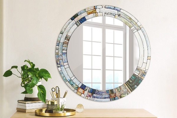Round decorative mirror Abstract stained glass window