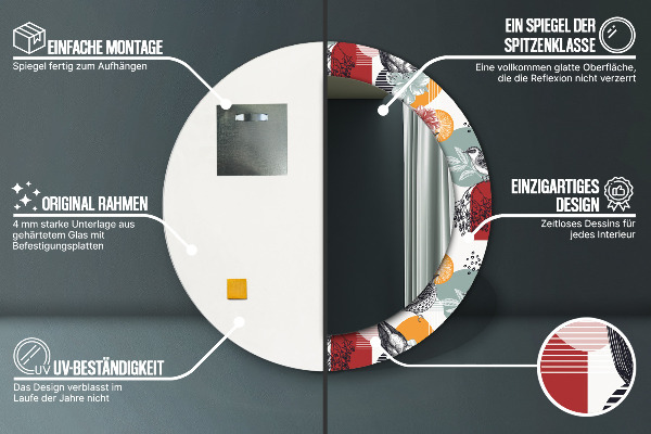 Round decorative mirror Abstraction with birds