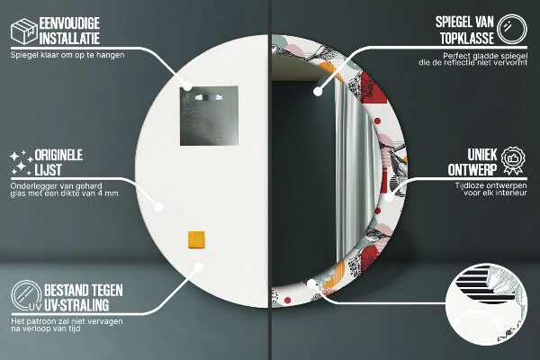 Round decorative mirror Abstraction with birds