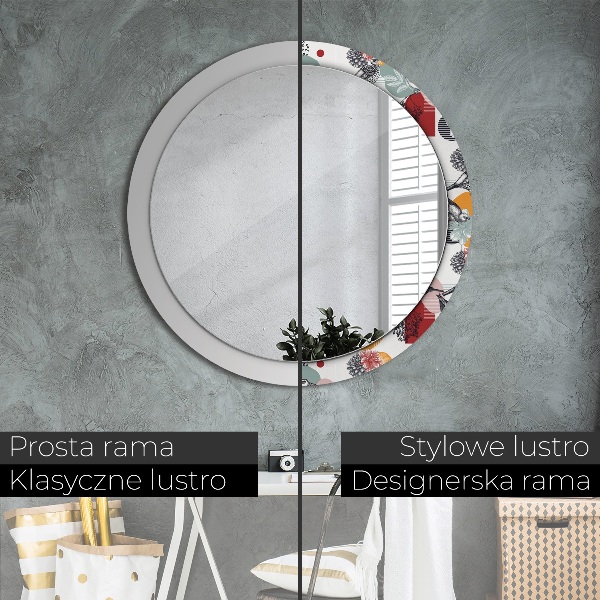 Round decorative mirror Abstraction with birds