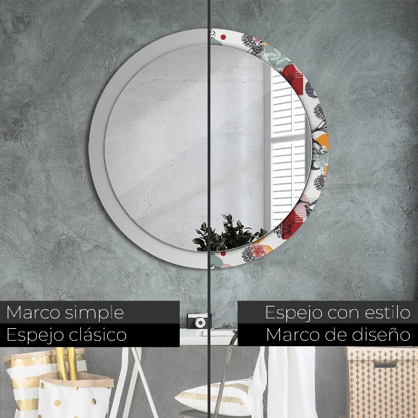 Round decorative mirror Abstraction with birds