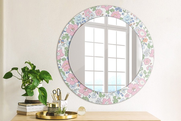Round decorative mirror Delicate flowers