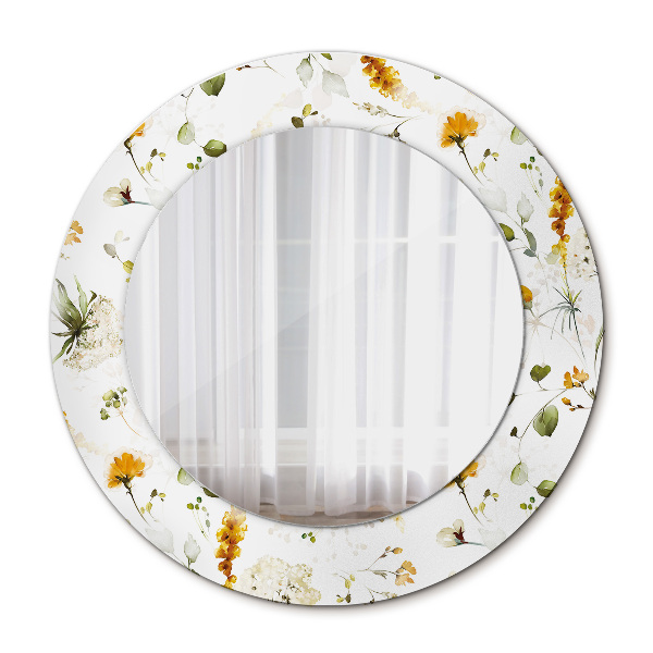 Round printed mirror Field flowers