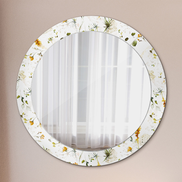 Round printed mirror Field flowers
