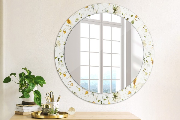Round printed mirror Field flowers