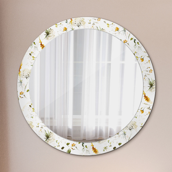 Round printed mirror Field flowers