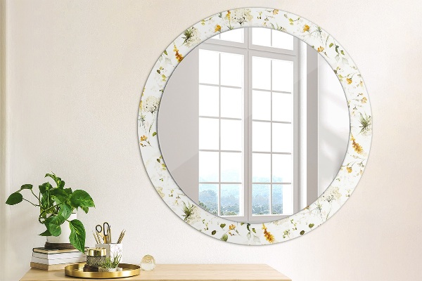 Round printed mirror Field flowers