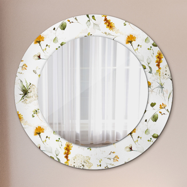 Round printed mirror Field flowers