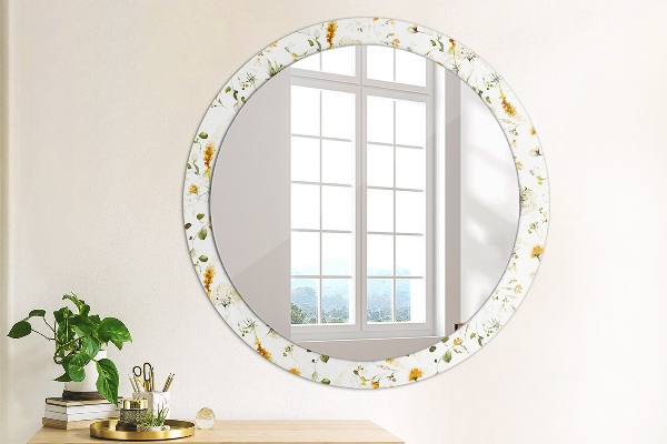 Round printed mirror Field flowers