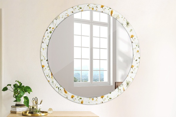 Round printed mirror Field flowers