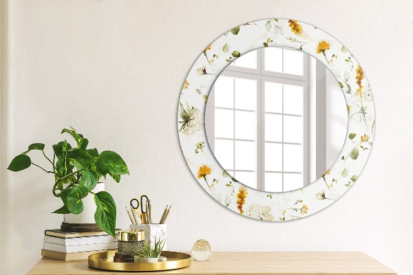 Round printed mirror Field flowers