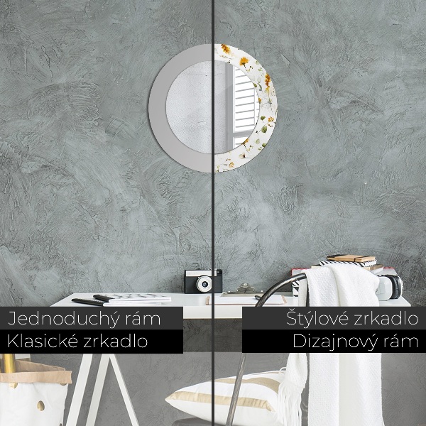Round printed mirror Field flowers