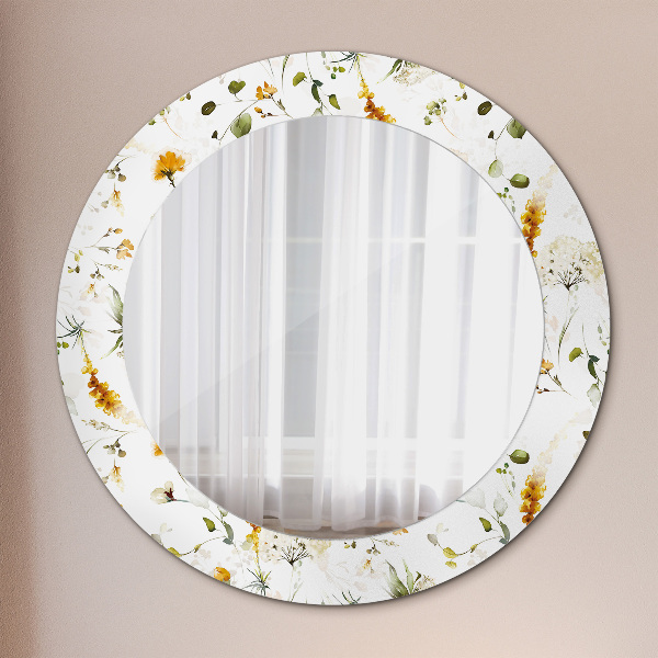 Round printed mirror Field flowers