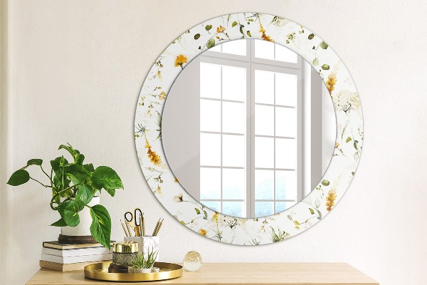 Round printed mirror Field flowers