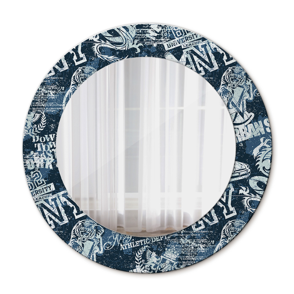 Round mirror frame with print Collage