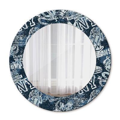 Round mirror frame with print Collage