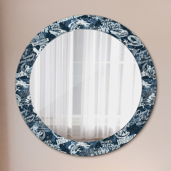 Round mirror frame with print Collage