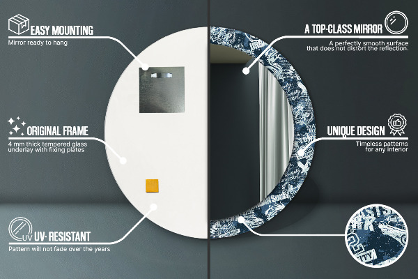 Round mirror frame with print Collage