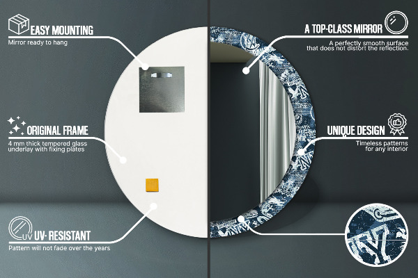 Round mirror frame with print Collage