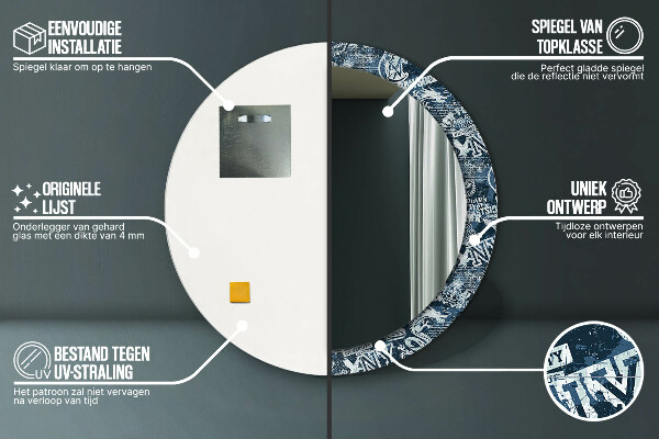 Round mirror frame with print Collage