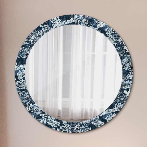 Round mirror frame with print Collage