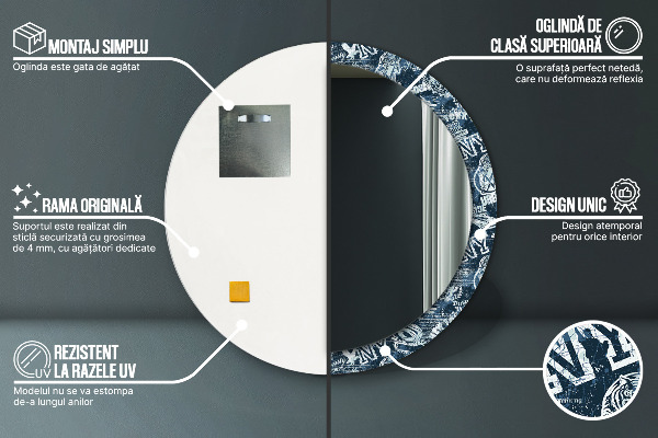 Round mirror frame with print Collage