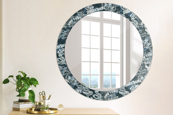 Round mirror frame with print Collage