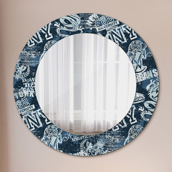 Round mirror frame with print Collage