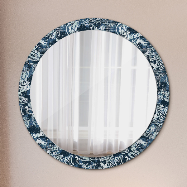 Round mirror frame with print Collage