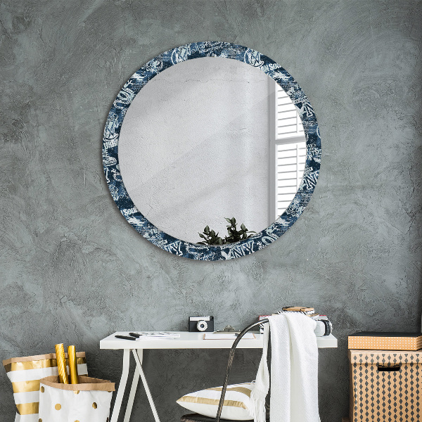 Round mirror frame with print Collage