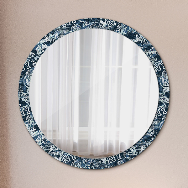Round mirror frame with print Collage