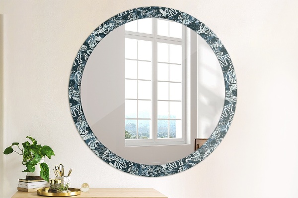 Round mirror frame with print Collage