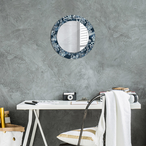 Round mirror frame with print Collage