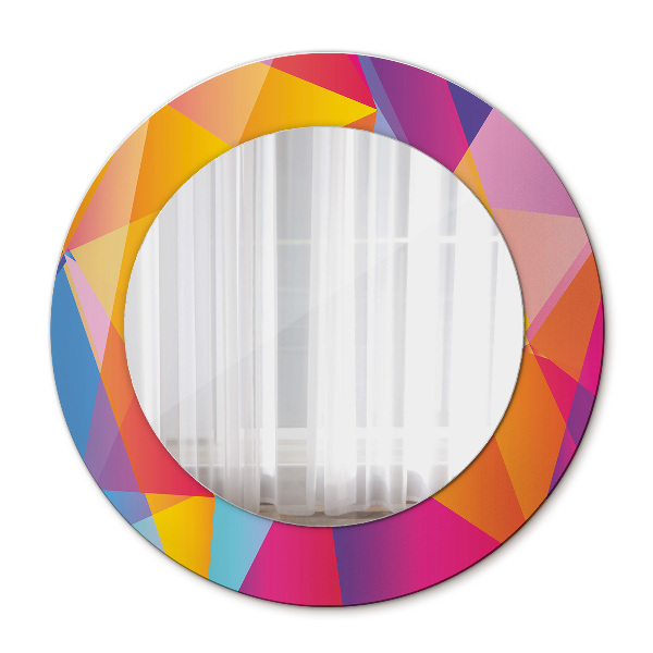 Round mirror frame with print Geometric composition