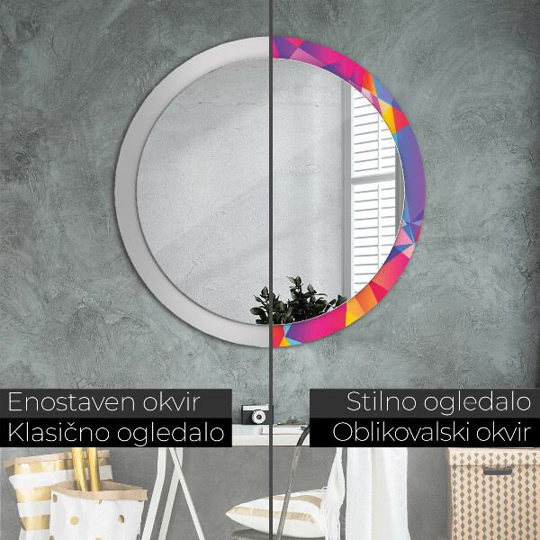 Round mirror frame with print Geometric composition