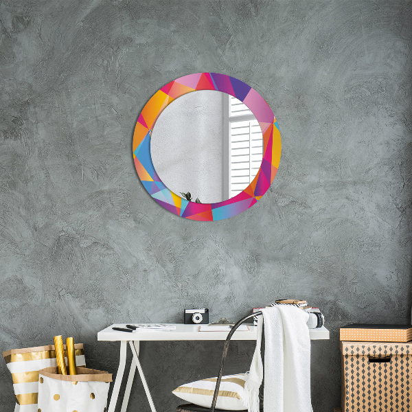 Round mirror frame with print Geometric composition