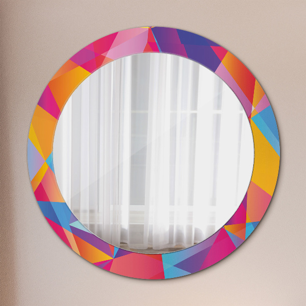 Round mirror frame with print Geometric composition